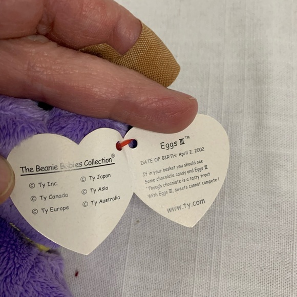 TY BEANIE BABY | “Eggs III” the Purple Easter Bear with tag - Picture 5 of 10